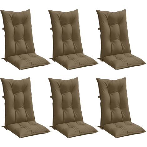 vidaXL Coussins de chaise à dossier haut lot de 6 taupe mélangé tissu (1/5)