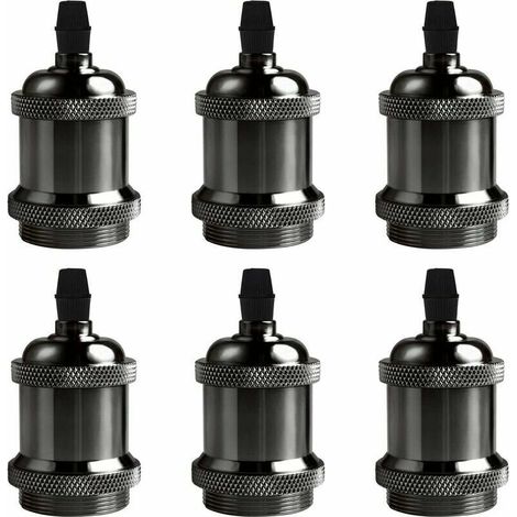 VURAHOME - Lot de 6 Vintage LED Lighting E27 Edison Douille Ampoule Support de Lampe Suspension Plafonnier Vis Ampoule Rétro Adaptateur Socket , Noir clair (1/5)