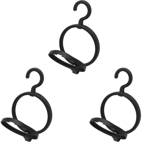 Set mit 3 platzsparenden, tragbaren, schwarzen Hängeperückenständern aus Kunststoff für Zuhause und Reisen (1/5)