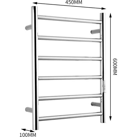 Calentador de toallas eléctrico mural de acero inoxidable 304 con 4 barras cuadradas, secador de toallas para baño, con conexión directa a la red eléctrica (enchufable). (1/4)
