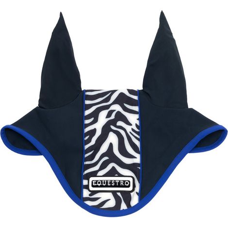 full, Blu: Cuffietta antimosche per cavalli con fascia zebrata in tessuto tecnico (1/4)