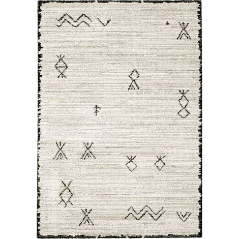 Tapis 120x170 tissu beige et noir avec motifs orientaux - POUKA 0538 (1/5)