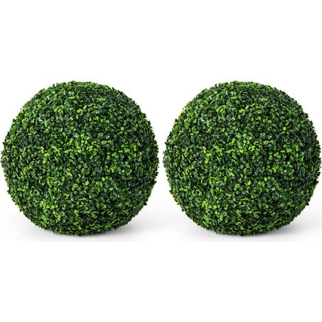 Lot de 2 boules topiaires artificielles 48 x 48 x 48 cm faciles à installer pour intérieur ou extérieur en pe vert