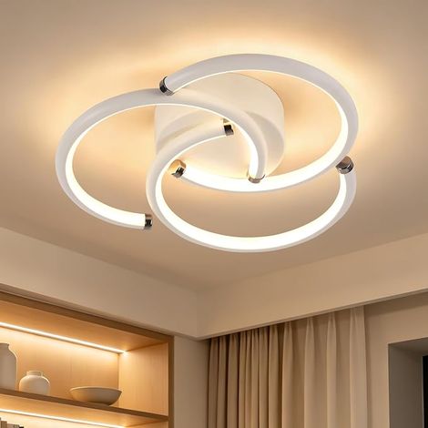 GBLY LED Plafón Cocina Lámpara Techo 24W 3000K Blanco Cálido Moderno Blanco Diseño Anillos Metal para Dormitorio Pasillo Comedor Habitación Infantil Oficina (1/5)