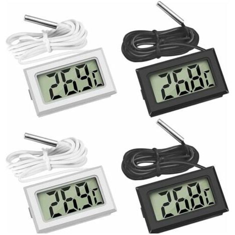 (2X Noir 2X Blanc, 46x28x15mm) Mini Digital LCD Thermometer Temperaturanzeige mit Temperaturfühler Sensor Tester (1/5)