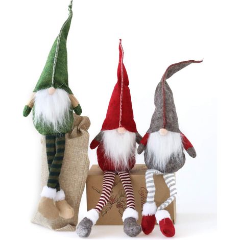 Gnome De Noël - Décoration Scandinave En Tissu Non Tissé - Pour Intérieur Et Arbre De Noël - Lot De 3 (1/5)