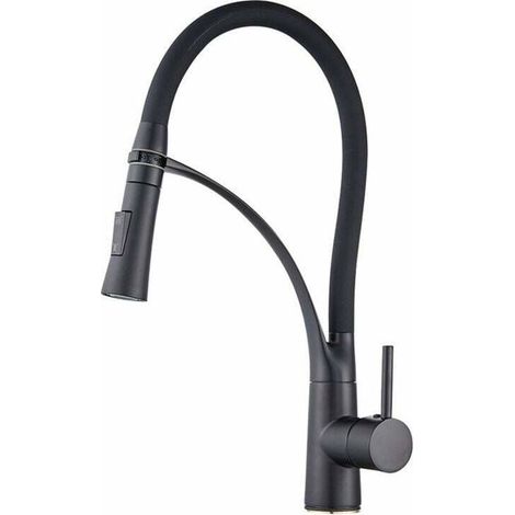 Miscelatore per rubinetto da cucina flessibile FOREHILL con doccetta estraibile, rotazione a 360°, acqua calda e fredda, disponibile in nero