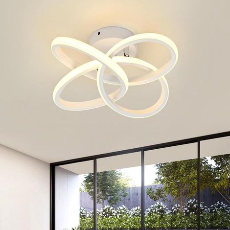 Modern 36W 3900lm LED ceiling light, warm white 3000K acrylic fixture, 31cm diameter (1/3)