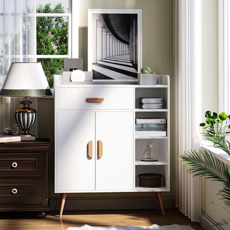 HOMCOM Credenza, mobile buffet, consolle, mobile multiuso per sala da pranzo, soggiorno, bagno e corridoio, 80x29,5x96 cm