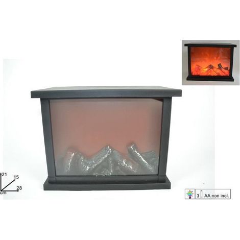 TrAdE Shop Traesio - Caminetto Con Fuoco Led Batteria 21 X 28 X 15 Cm Decorativo Natale Camino -