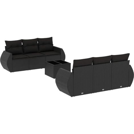 Maison Exclusive - Set Divani da Giardino con Cuscini 7pz Nero Polyrattan (1/3)