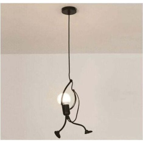 Suspension Créatif - Moderne - Fer - Gens Dessin animé - Conception - Lampe suspendue pour Des Enfants - Chambre - Chevet - Salon - Grenier - Noir (1/3)