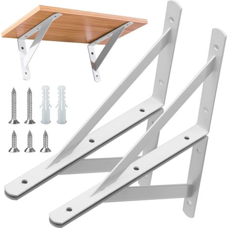 4 Stück Regalhalterungen Schwerlast-Träger 90 Grad Wand-Winkel Regalhalterung Metall Regalträger mit Schrauben Wand Regalträger Eisen Regalwinkel für Winkel Regal (300×190mm),Weiß (1/5)