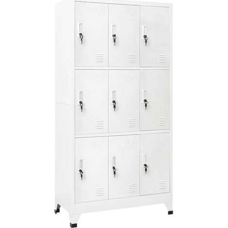 Armario con 9 compartimentos para vestuario de oficina 90 x 45 x 180 cm acero gris 020045824 (1/5)