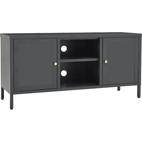 Maison Exclusive - TV-Schrank Anthrazit 105x35x52 cm Stahl und Gl (1/5)