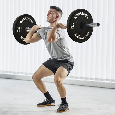 Jeu de disques de musculation, 2 x 10 kg, standard olympique, en caoutchouc, silencieux, noirs (1/5)