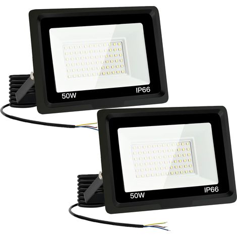 2  50 W LED-Flutlicht, LED-Außenstrahler, 5000 lm, superhelles LED-Flutlicht für den Außenbereich, IP66, wasserdicht, LED-Flutlicht für den Außenbereich, 6500 K, kaltweißes LED-Flutlicht für Garage, G