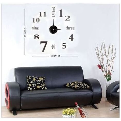 Moderne große Wanduhr mit 3D-Spiegel-Aufkleber zum Selbstgestalten, Dekoration für Zuhause, Büro oder Wohnzimmer (1/4)