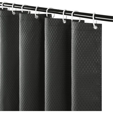 （180 x 200 cm） Dark Grey Waffle Shower Curtain, Mildew Resistant and Washable Fabric, Thick Waterproof Polyester Bath Curtain for Bathtub MUMU