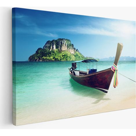 Tableau toile - Bateau île paradisiaque (1/2)