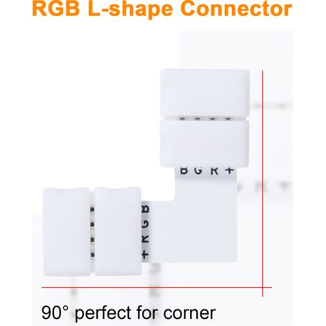 Ortviai Connecteur LED RGB 4 broches pour bande SMD5050 – Kit complet avec raccords en L et T, sans soudure, 2 m