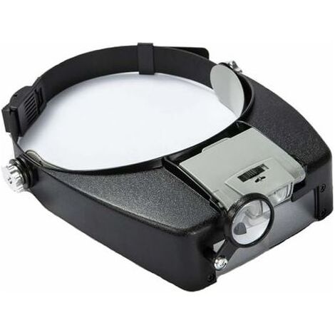 Lunettes Loupe Grossissante Helmet avec éclairage LED - 1.5X - 10X Zoom - Casque Loupe Frontale Serre Tête avec Lumière pour Lecture, Bijoutier, Couture, et Bricolage - gris (1/5)