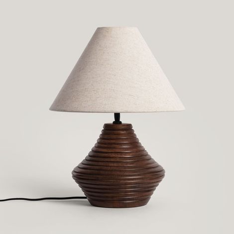 Tischlampe Holz Akriti ILUZZIA Weiß