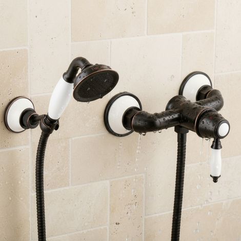 Ensemble de robinetterie de douche élégante PaulGurkes avec douchette et mélangeur monotrou noir