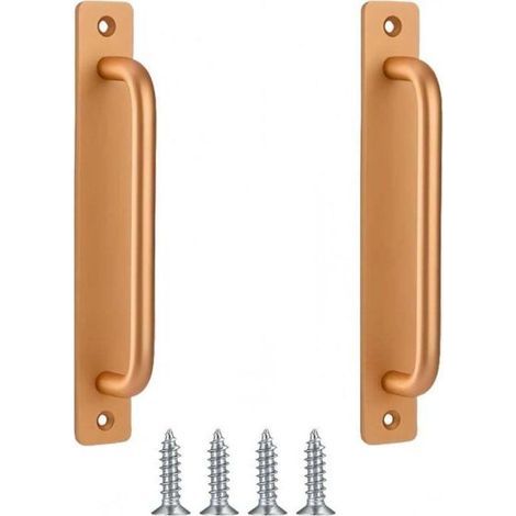 Lot de 2 poignées de porte de grange, poignées de porte de grange coulissantes dorées pour cuisine, meubles, armoires, placards, portes(dorée,210mm) (1/4)