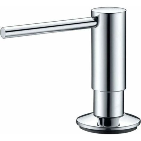 Distributeur Savon Encastrable 300ml Pompe Liquide Vaisselle Désinfectant Lotion ou Lessive Liquide Distributeur Savon de Cuisine Rechargeable Orifice 26-31mm 360° Rotatif Chrome (1/4)