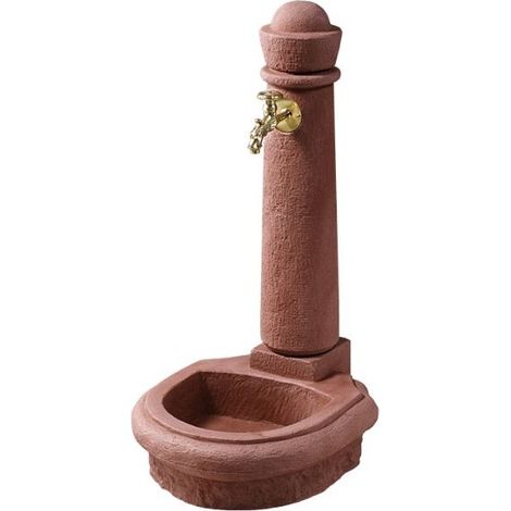 Fontana decorativa da giardino, imitazione pietra rossastra naturale, 90x44x52 cm Fontana per decorazione da esterno