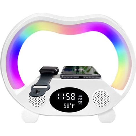 Altavoz inalámbrico multifuncional con lámpara de escritorio LED，altavoz recargable，control remoto y pantalla de temperatura (1/4)