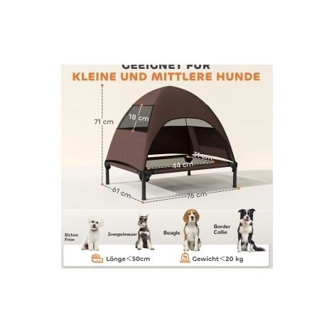 Cama elevada para perro con techo, 76 x 61 x 71 cm, marrón HAVRYA (1/5)