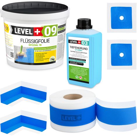 LEVEL+ Dichtset für Duschabdichtung Bad Dichtband Flüssigfolie 7kg SET83 (1/5)
