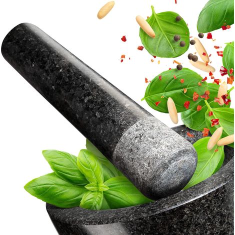 madeco Pestello di ricambio in granito, 16 cm, pestello in pietra nero lucido, per mortaio granito singolo (senza mortaio) spezie, erbe aromatiche, noci macinare (1/4)
