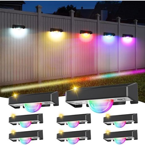 Applique Murale Exterieur Solaire Blanc Chaud Lot de 4, Lampe Solaire Exterieur avec Effet Lumineux à 360°, Solar Wall Lights, Eclairage Exterieur Solaire Pour Mur Terrasse Escalier Clôture