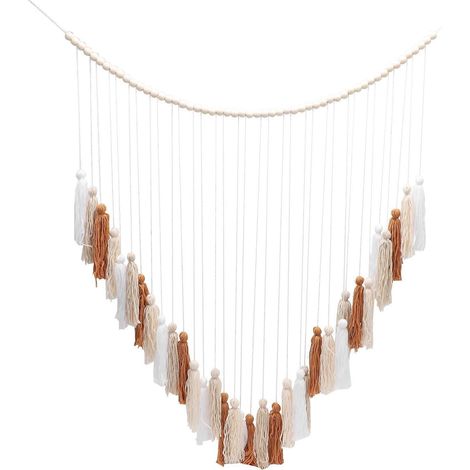Décoration murale en macramé - Grande décoration murale en macramé avec perles en bois - Marron (1/5)