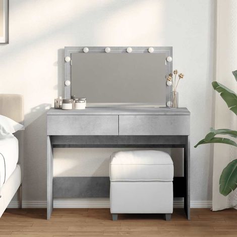 Schminktisch mit LED-Beleuchtung Betongrau 100x40x120 cm