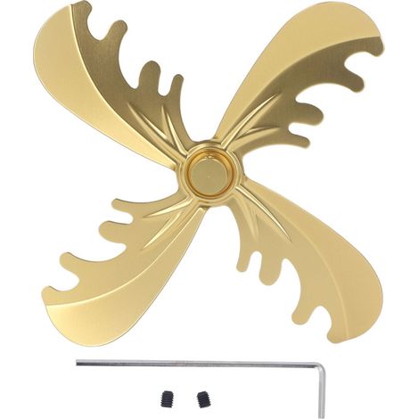 Ventilateur de cheminée à 4 pales en alliage d'aluminium pour poêle à bois, diamètre 180 mm, motif cerf de Noël doré (1/5)