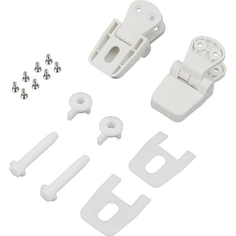 Qrity 2 Pièces Remplacement de Charnière de Siège de Toilette en Plastique Blanc, WC Siège Charnière avec Vis, pour Couvercle Supérieur (1/5)
