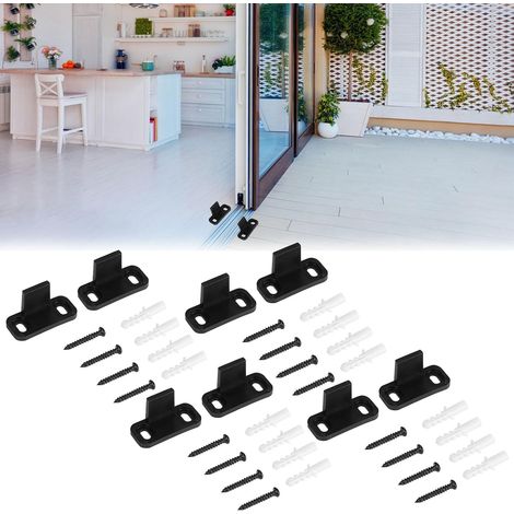 Guide Porte Coulissante,Guide Porte Galandage,Guidage au Sol Porte,Guide de Plancher Porte Coulissante Bas de Porte de Grange Coulissante pour Porte D'armoire Porte en Bois (Noir8 PCS) (1/5)