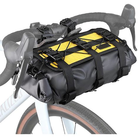 Wasserdichte Fahrradlenkertasche, verstellbares Volumen, gelb (1/5)
