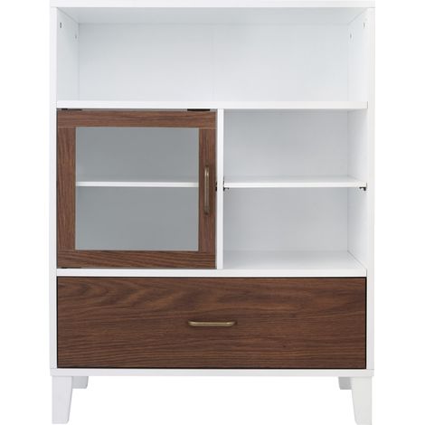 Teamson Home Tyler Wooden Badezimmer freistehender Lagerschrank mit Schubladen & Regalen 2 Ton weiß/braun EHF-F0010 (1/5)