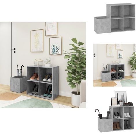 Armoire à chaussures d’entrée gris béton bois ingénierie - Meuble Rangement Chaussures - Armoire Chaussure Entrée - Organisateur Chaussures - Étagère Chaussures - Rangements Intérieur (1/5)