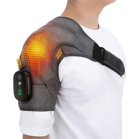 Elektrisches Schultermassagegerät: Heizkissen & Vibrationsmassage, Wärmestützgürtel zur Linderung von Schulterschmerzen Ein Grau Schwarz Vereinigte Staaten (1/5)