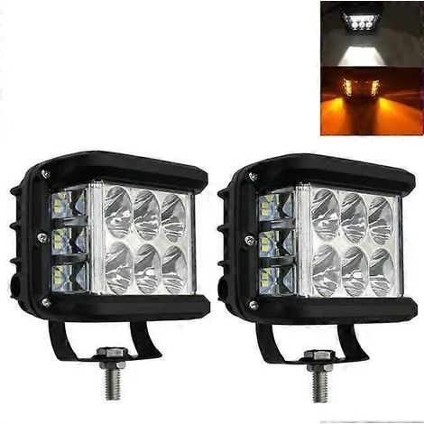 Projecteur de travail LED New Bright 2X 3 Side Shooter pour voiture, 12V/24V, accessoires pour la conduite tout-terrain, bateau, camion, SUV, quad (2 x blanc et jaune). (1/5)
