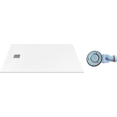 Piatto per doccia da posare o da a incasso 160 x 90 cm in Resina con sifone Bianco - MIRNOSA (1/5)