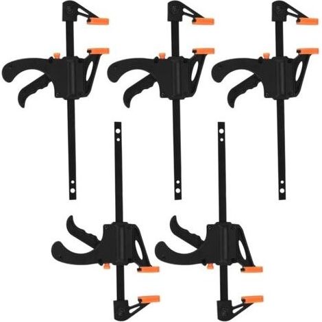 Serre-joints en F à double sens - Serre-joints pour le travail du bois - Faciles à utiliser - Pour le travail du bois et les loisirs créatifs - Lot de 5 (1/5)