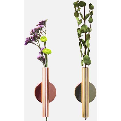 Vase mural, vase en fer simple, à fixer au mur, pour fleurs séchées, idéal pour décorer le salon. (1/5)