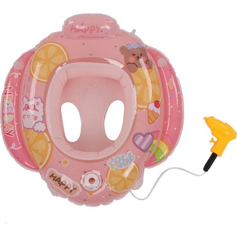Bouée de bain gonflable en PVC écologique pour enfants de 1 à 5 ans, radeau sûr et amusant, rose (1/5)